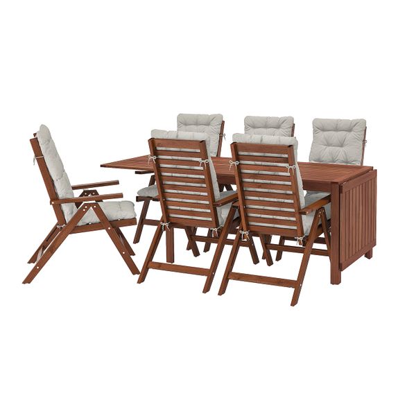 Стол+6кресел,д/сада, коричневая морилка/Куддарна серый IKEA ÄPPLARÖ ЭПЛАРО 292.897.41 - фото 1