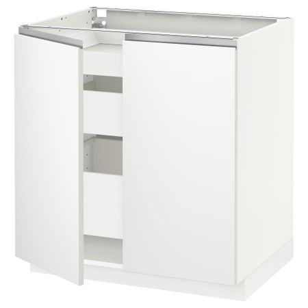 Напольный шкаф с 2 дверцами, 3 ящиками МЕТОД / МАКСИМЕРА, белый, Нодста белый (80x60 см)