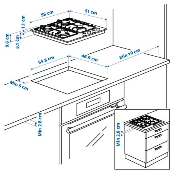 IKEA, дополнительный ракурс - схема-чертеж с размерами