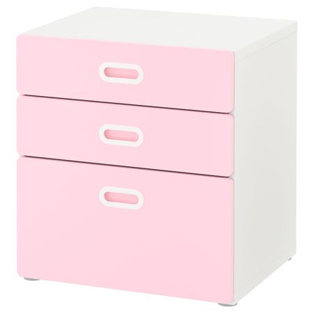Комод с 3 ящиками, белый/светло-розовый 60x64 см IKEA STUVA СТУВА / FRITIDS ФРИТИДС 392.622.27