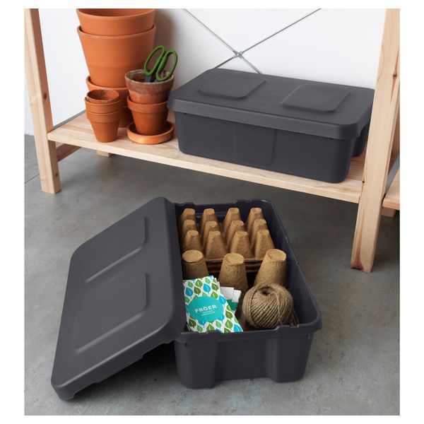 Контейнер с крышкой,д/дома/сада, темно-серый 27x45x15 см IKEA КЛЭМТАРЕ 102.923.62 - фото 4