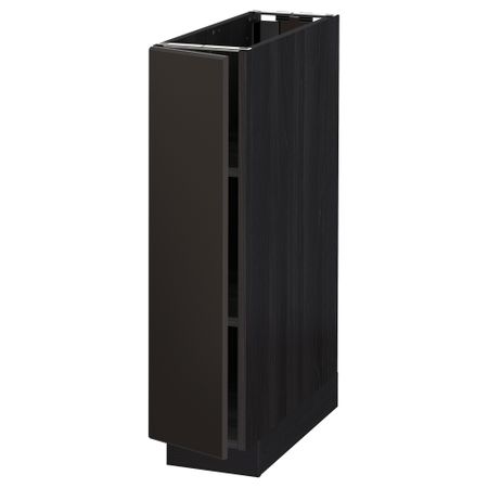Напольный шкаф с полками, 20x60 см, черный, Kungsbacka антрацит IKEA METOD МЕТОД 894.635.15