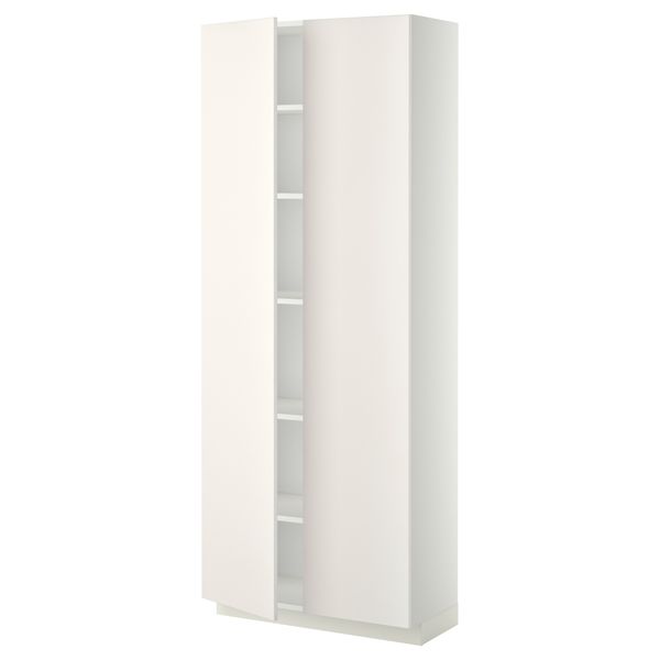 Высокий шкаф с полками, белый, Veddinge белый, 80x37x200 см IKEA METOD МЕТОД 194.667.01 - фото 1