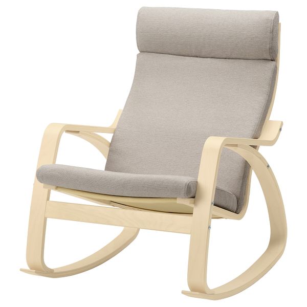 Кресло-качалка, березовый шпон/Хили бежевый IKEA POÄNG ПОЭНГ 893.194.10 - фото 1