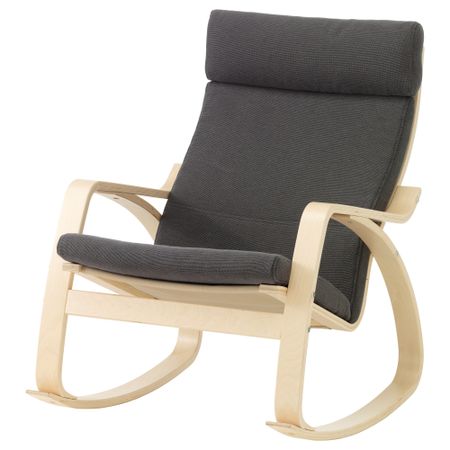 Кресло-качалка ПОЭНГ, березовый шпон, Финнста серый