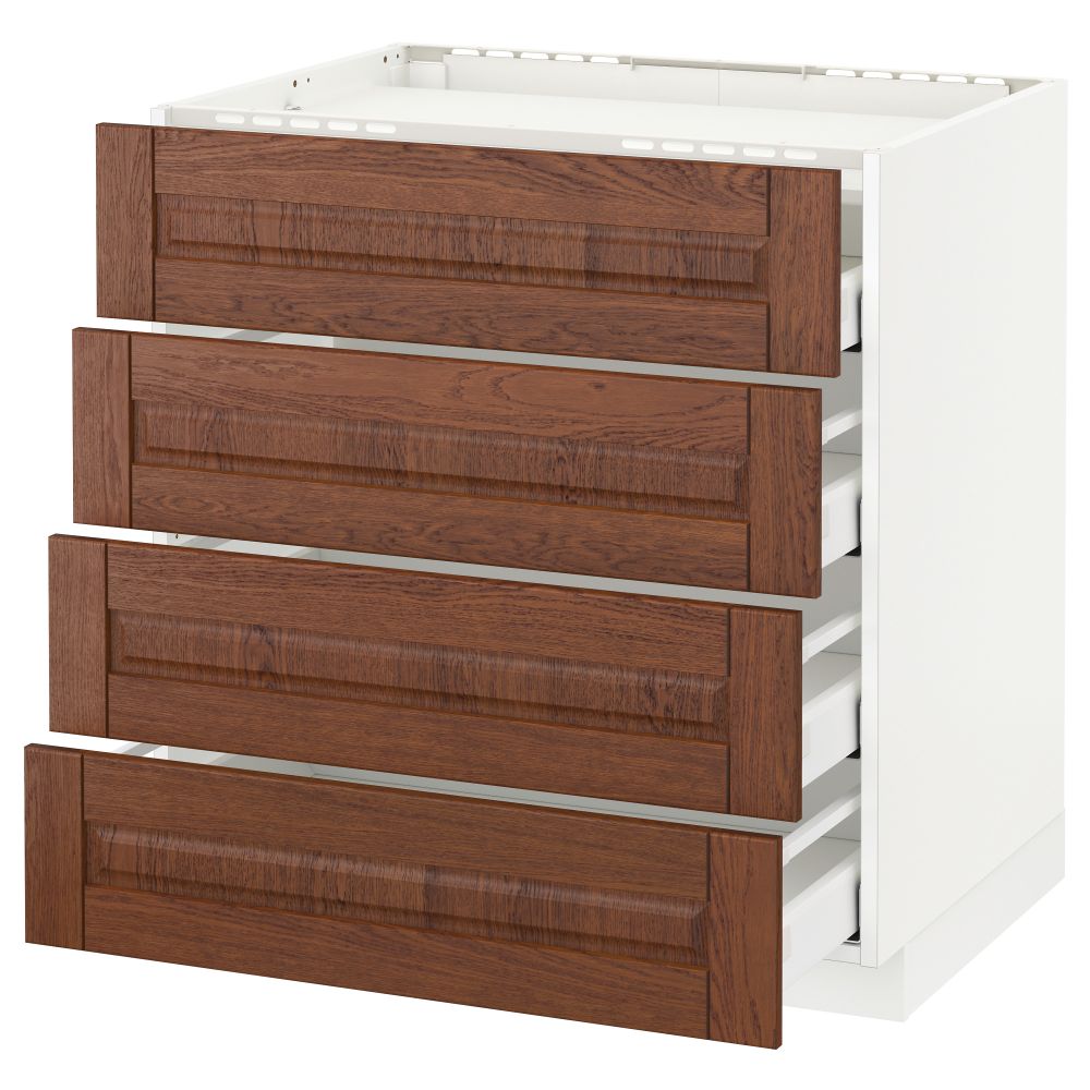Напольный шкаф, 4 фронтальных панели, 4 ящика МЕТОД / МАКСИМЕРА, белый, Филипстад коричневый - схема-чертеж с размерами