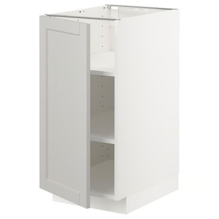 METOD Напольный шкаф с полками - белый/Lerhyttan светло-серый 40x60 см