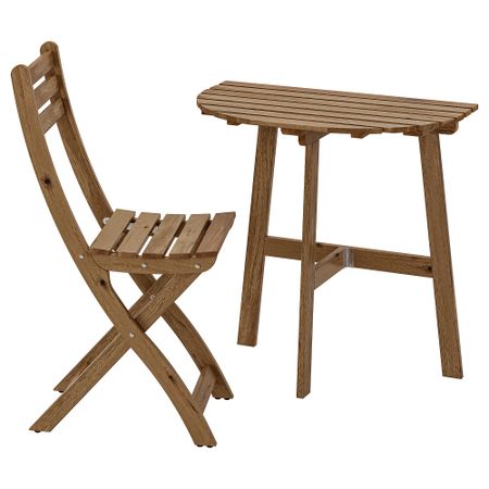 Стол + 1 складной стул, для сада, светло-коричневая морилка IKEA ASKSTOCKHOLM СТОКГОЛЬМMEN АСКХОЛЬМЕН 291.334.05