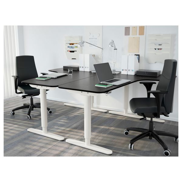 Угловой письменный стол правосторонний, трансформатор БЕКАНТ, черно-коричневый, белый (160x110 см) - фото 5