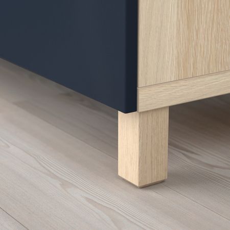 Комбинация для хранения с дверцами, под беленый дуб/нотвикен/стуббарп синий 120x42x74 см IKEA BESTÅ БЕСТО 693.027.50