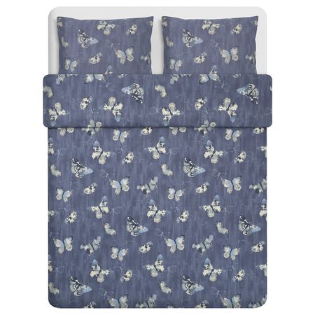Пододеяльник и 2 наволочки, темно-синий/бабочка 200x200/50x70 см IKEA BERGKÅREL БЕРГКОРЕЛЬ 604.606.78