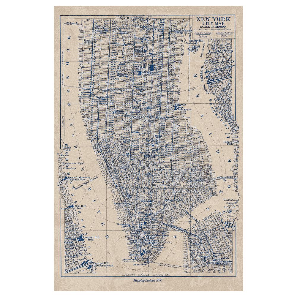 Постер, Карта Манхэттена, 61x91 см IKEA DRÖMBILD ДРЁМБИЛЬД 804.417.97 - фото 1