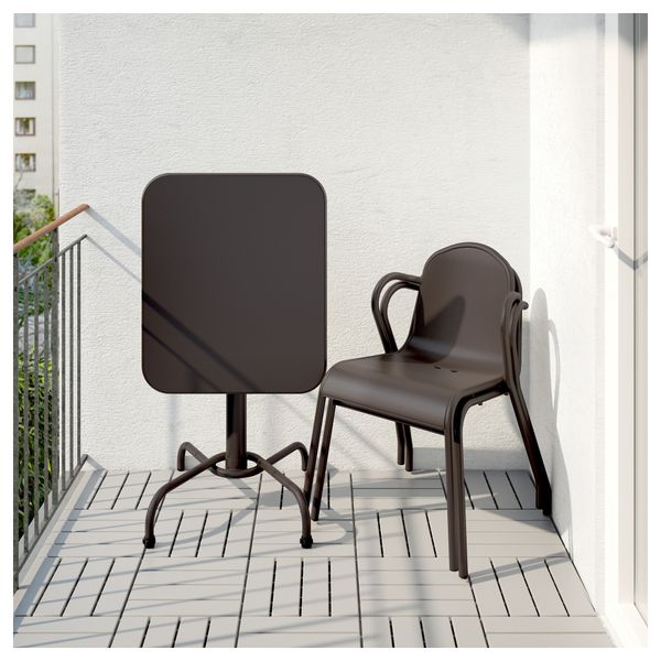 Стол + 2 стула, для сада ТУНХОЛЬМЕН, темно-коричневый - фото 3