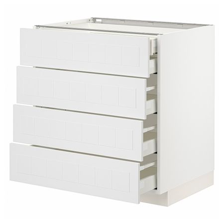 Напольный шкаф 4фасада/2нзк/3 средних ящ, белый/Стенсунд белый 80x60 см IKEA METOD МЕТОД / MAXIMERA МАКСИМЕРА 994.096.84