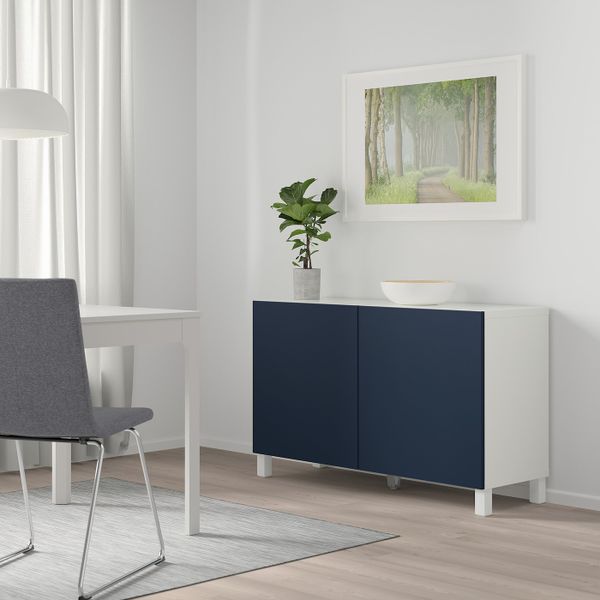 Комбинация для хранения с дверцами, белый/нотвикен/стуббарп синий 120x42x74 см IKEA BESTÅ БЕСТО 593.027.41 - фото 2