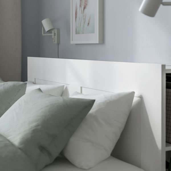 Каркас кровати с изголовьем, белый, 160x200 см IKEA BRIMNES БРИМНЭС 190.106.45 - фото 7