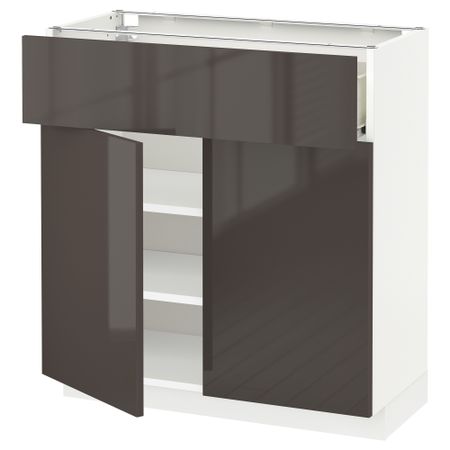 Напольный шкаф + ящик, 2 дверцы МЕТОД / ФОРВАРА, белый, Рингульт серый