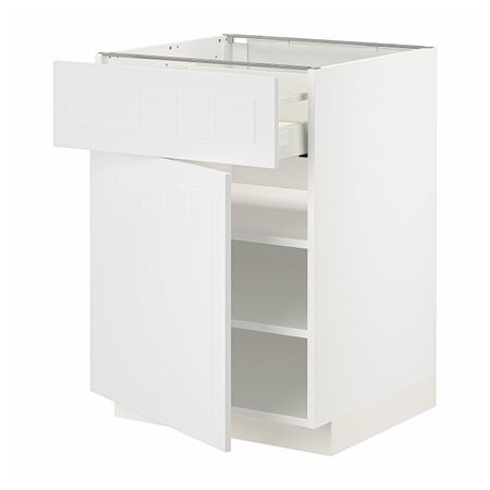 Напольный шкаф с ящиком/дверцей, белый/Стенсунд белый 60x60 см IKEA METOD МЕТОД / MAXIMERA МАКСИМЕРА 494.097.14