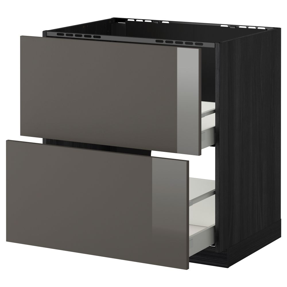 Напольный шкаф под мойку + 2 фронтальных панели, 2 ящика МЕТОД / МАКСИМЕРА, черный, Рингульт серый - схема-чертеж с размерами