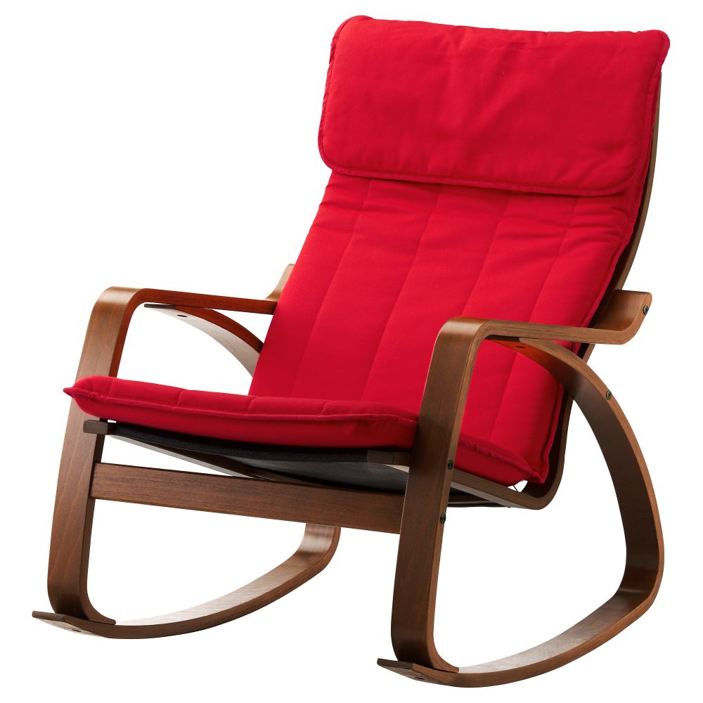 Кресло-качалка ПОЭНГ, классический коричневый, Ранста красный - фото 1