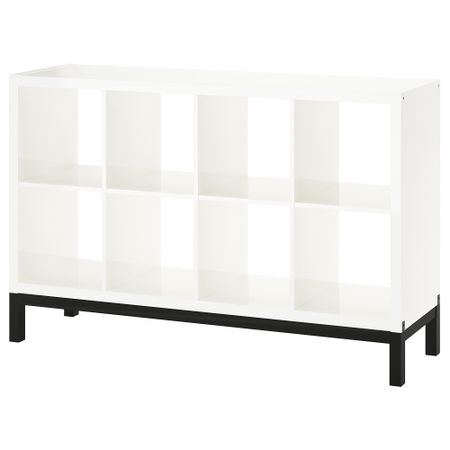 Стеллаж с основанием, глянцевый, белый, черный, 147x94 см IKEA KALLAX КАЛЛАКС 594.426.90
