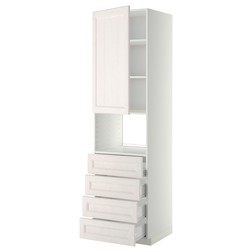 Высокий шкаф для духовки, дверца, 4 ящика МЕТОД / ФОРВАРА, белый, Лаксарби белый - фото 1