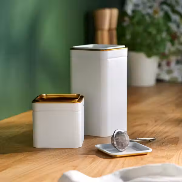 BLOMNING Банка с крышкой - белый с оттенком для кофе/чая 10x10x10 см - фото 3