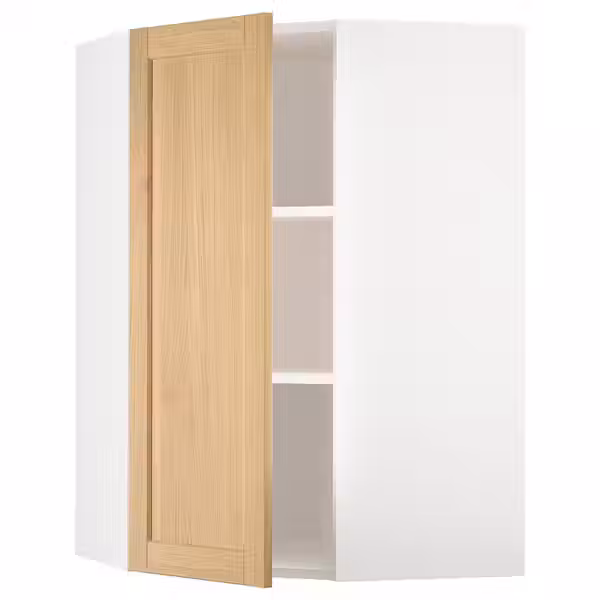 METOD Угловой навесной шкаф с полками - белый/Forsbacka дуб 68x100 см - фото 1