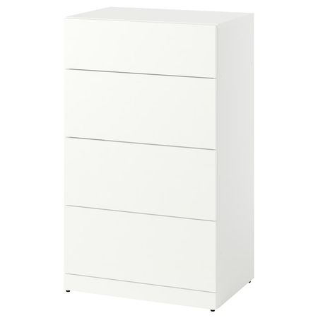 LASTARE Комод с 4 ящиками - белый 60x42x100 см