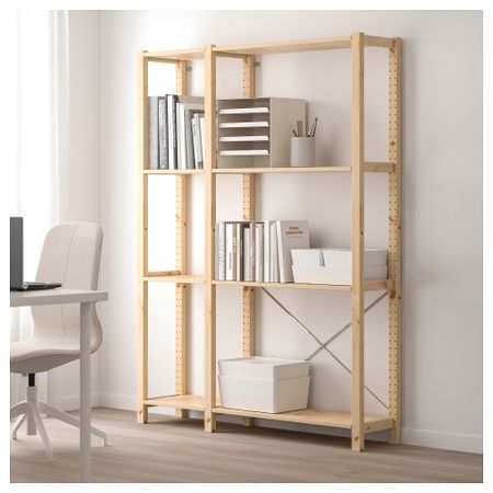 2 секции, полки ИВАР, сосна