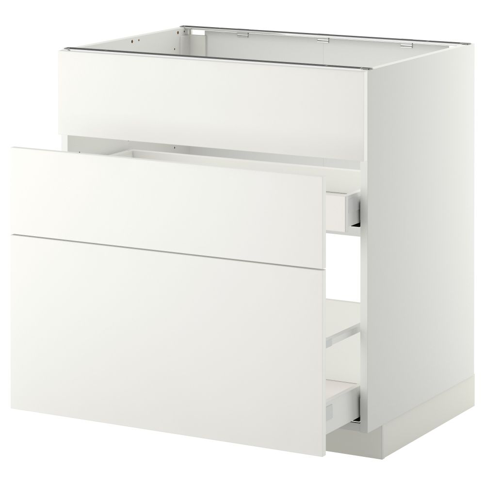 Напольный шкаф под мойку + 3 фронтальных панели, 2 ящика МЕТОД / МАКСИМЕРА, белый, Хэггеби белый - схема-чертеж с размерами