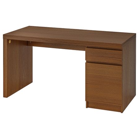 Письменный стол, коричневая морилка ясеневый шпон 140x65 см IKEA MALM МАЛЬМ 703.848.58