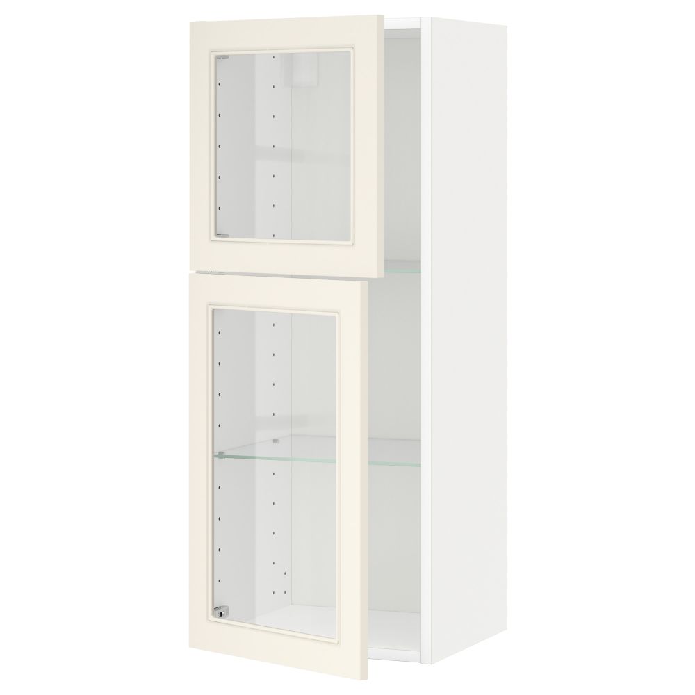 Навесной шкаф с полками, 2 стекло дверцы МЕТОД, белый, Хитарп белый с оттенком (40x100 см) - схема-чертеж с размерами