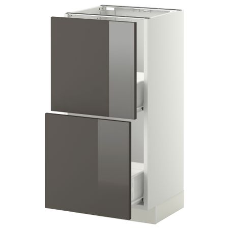 Напольный шкаф с 2 ящиками МЕТОД / ФОРВАРА, белый, Рингульт серый
