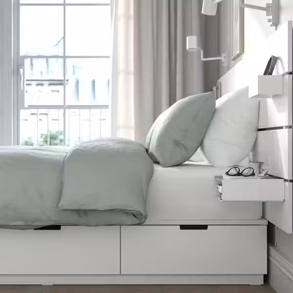 NORDLI Каркас кровати/отд д/хран/изголовье - белый 140x200 см - фото 4