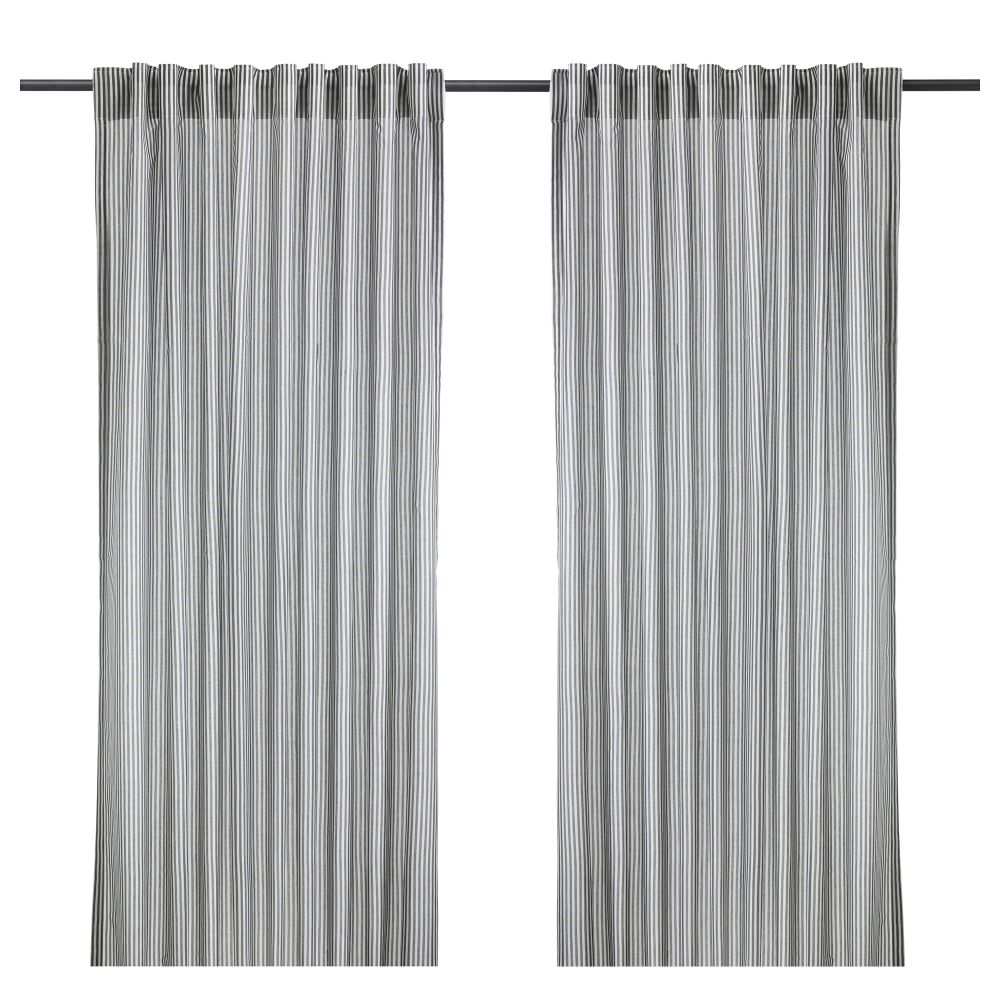 Гардины, 1 пара ГУЛЬСПОРРЕ, белый, серый (145x300 см) - фото 1