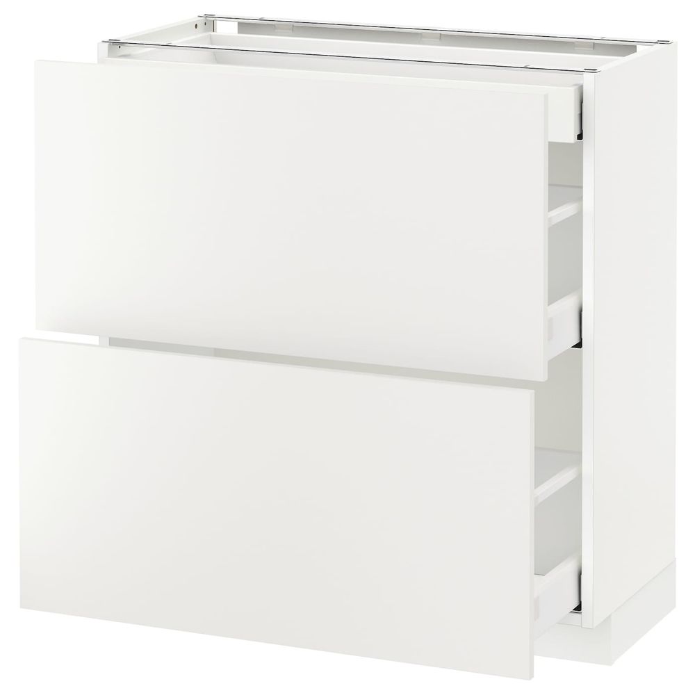 Напольный шкаф/2фасада/3ящика, белый/Хэггеби белый 80x37 см IKEA METOD МЕТОД / MAXIMERA МАКСИМЕРА 592.315.22 - схема-чертеж с размерами