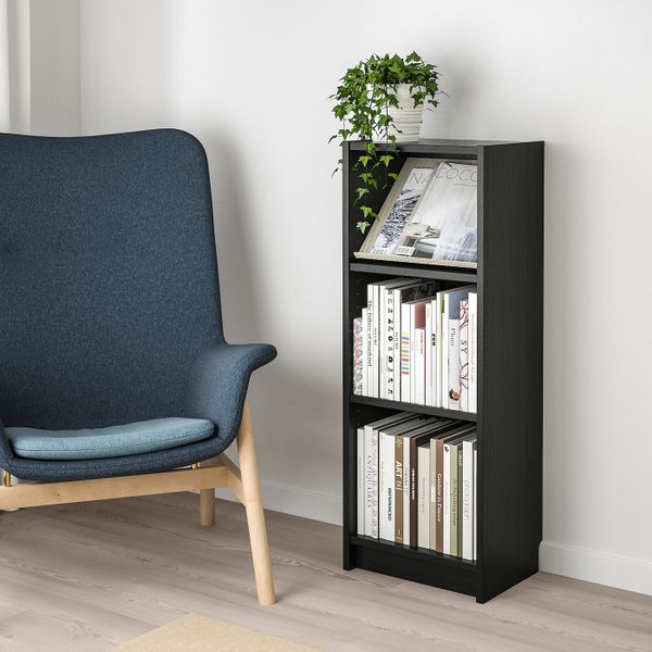 Стеллаж с наклонной полкой, черно-коричневый/бежевый 40x28x106 см IKEA BILLY БИЛЛИ / BOTTNA БОТТНА 292.792.14 - фото 2