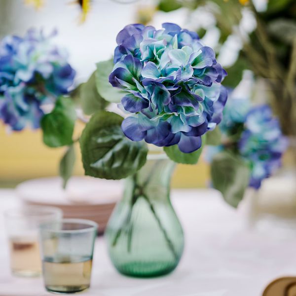 SMYCKA Цветок искусственный - д/дома/улицы/гортензия сине-сиреневый 55 см - схема-чертеж с размерами