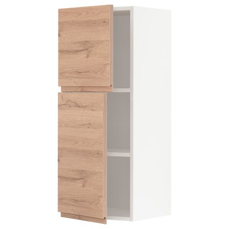 Навесной шкаф с полками/2дверцы, белый/Воксторп под дуб 40x100 см IKEA METOD МЕТОД 594.141.97