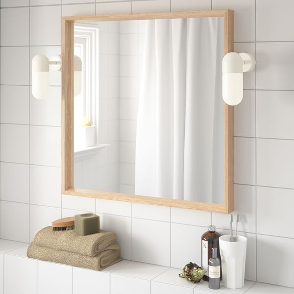 Зеркало, 65x65 см, под беленый дуб IKEA NISSE НИССЕDAL НИССЕДАЛЬ 603.908.74 - фото 4