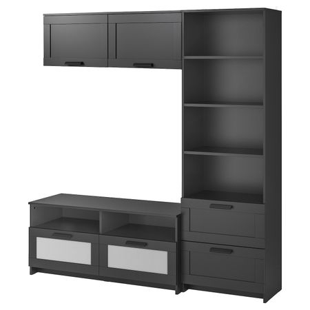 Шкаф для ТВ, комбинация, черный 180x41x190 см IKEA BRIMNES БРИМНЭС 393.966.46