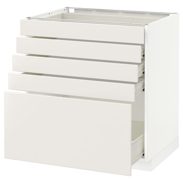 Напольный шкаф с 5 ящиками МЕТОД / ФОРВАРА, белый, Веддинге белый - схема-чертеж с размерами