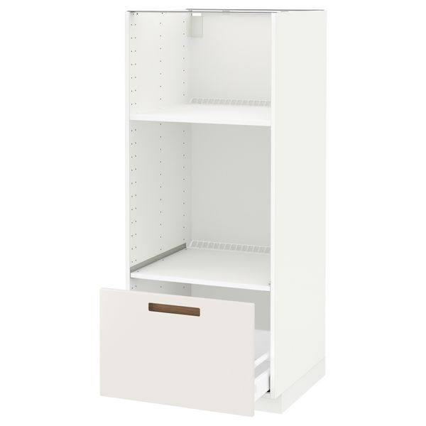 Высокий шкаф с ящиком для духовки/СВЧ МЕТОД / МАКСИМЕРА, белый, Мэрста белый (60x60x140 см) - схема-чертеж с размерами