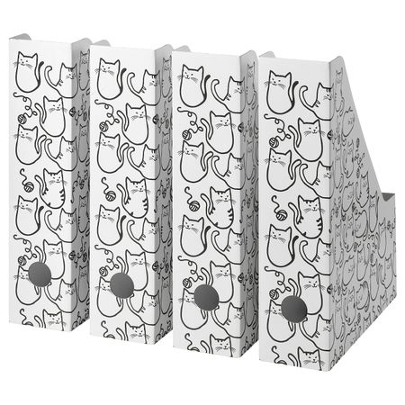 Подставка для журналов, белый/кот IKEA FLUNS ФЛЮНС 604.977.52