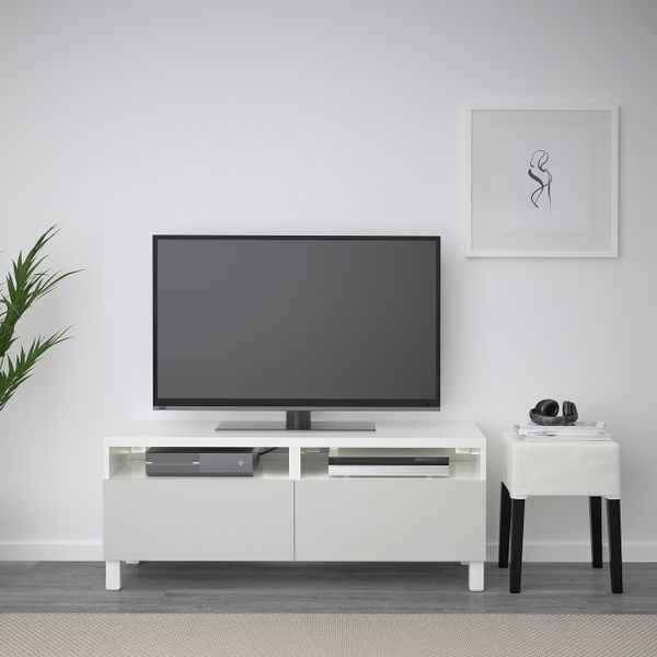 Тумба для ТВ с ящиками, белый/Лаппвик/стуббарп светло-серый 120x42x48 см IKEA БЕСТО 892.442.74 - фото 3