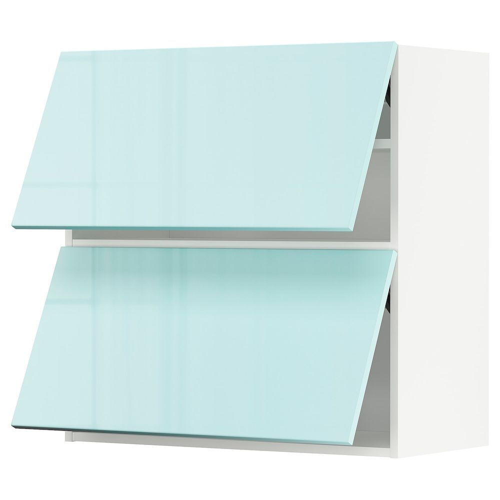 Навесной горизонтальный шкаф/2двери, белый Ерста/глянцевый светлая бирюза 80x80 см IKEA METOD МЕТОД 394.145.27 - схема-чертеж с размерами