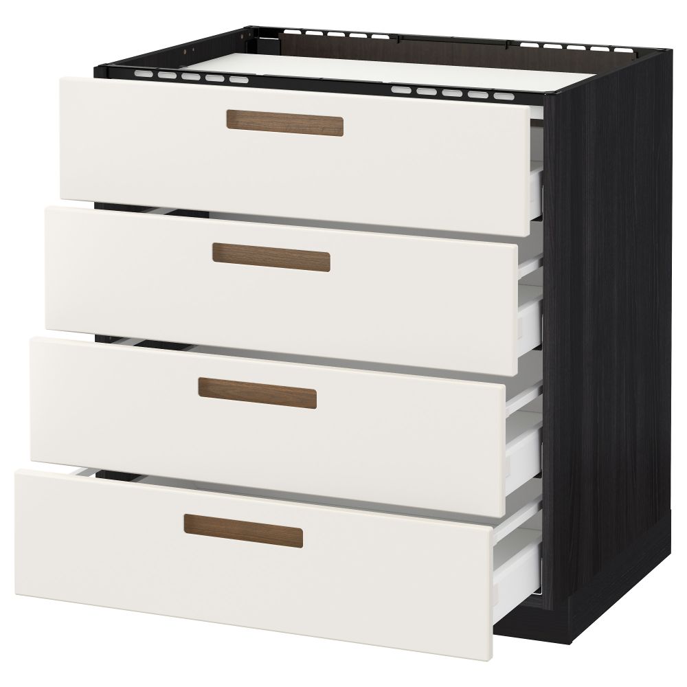 Напольный шкаф, 4 фронтальных панели, 4 ящика МЕТОД / МАКСИМЕРА, черный, Мэрста белый - схема-чертеж с размерами