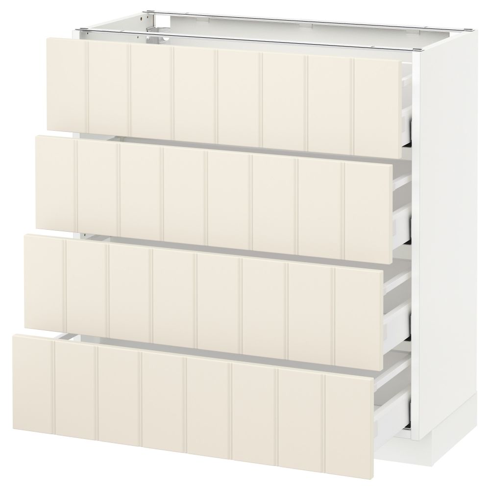 Напольный шкаф 4 фронтальных панели, 4 ящика МЕТОД / МАКСИМЕРА, белый, Хитарп белый с оттенком - схема-чертеж с размерами