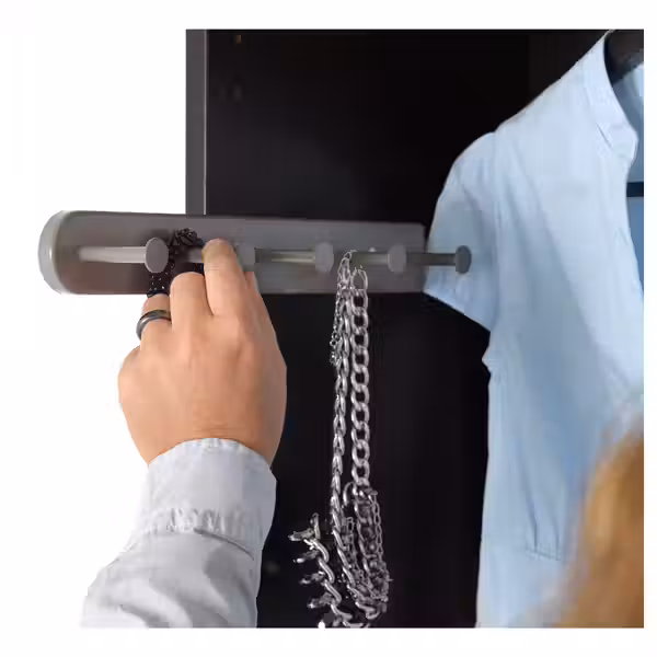 KOMPLEMENT Выдвижная многофункцион вешалка - темно-серый 35 см - схема-чертеж с размерами